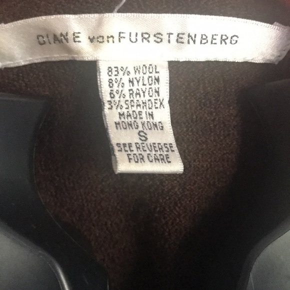 Diane Von Furstenberg rare brown sweater embroidered sea coral vintage S/XS - Picture 8 of 11